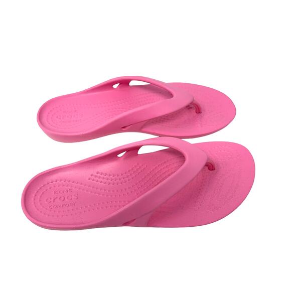 Crocs Size‎ 5 Flip Flops Pink Comfort Sandals Pool Shoes Beach Vacation - Picture 2 of 6